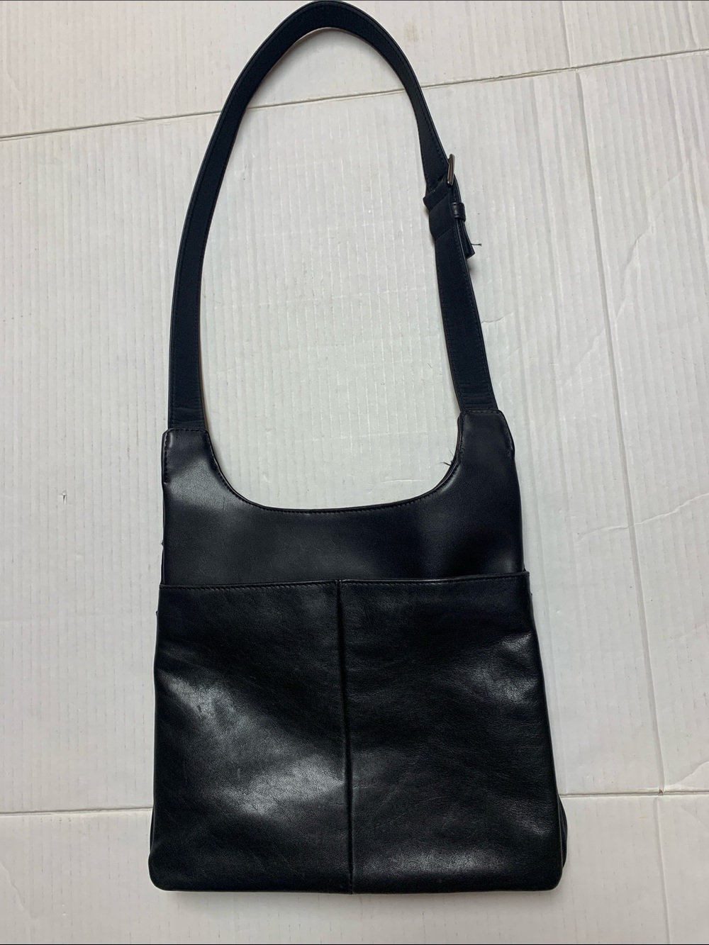 Nine West Vintage 90s Genuine Leather Black Minimalist Shoulder Bag Purse